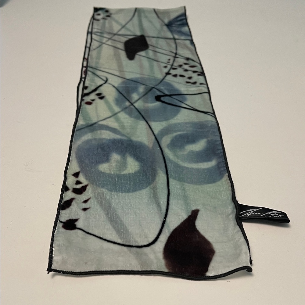 Lisa Kiss New York Hand Painted Silk Blend Scarf Abstract Floral